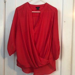 Coral crossover blouse